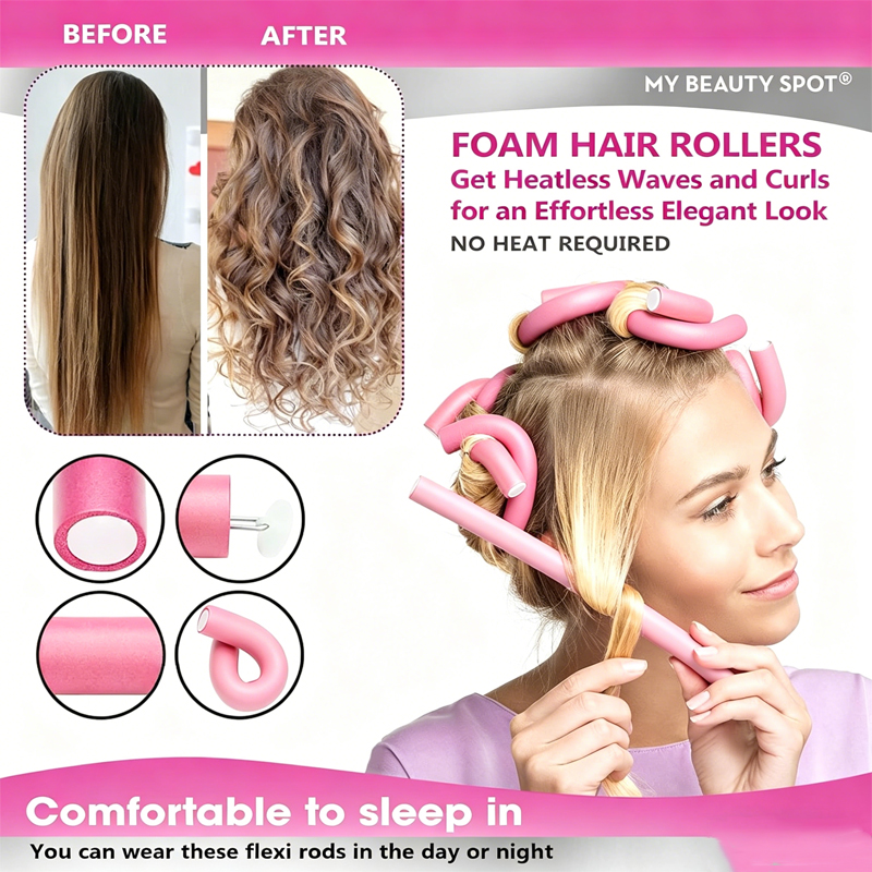 6pcs/pack New Oversize Flexibl - Hair Roller Set Flexi 评论和价格